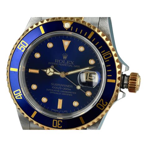 rolex 16613 ghiera oro placcata|Rolex Submariner Date 16613 Purple Dial Steel & 18 Kt Gold.